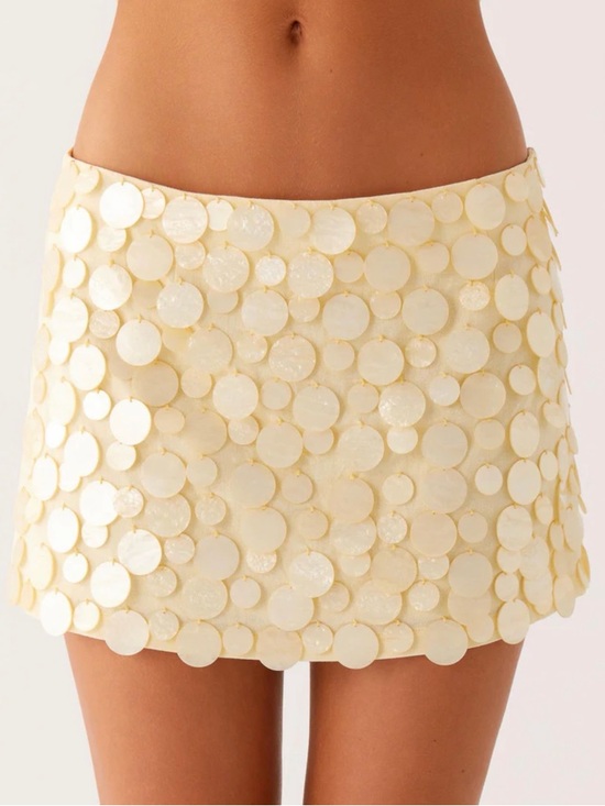 Peppermayo Dresses & Skirts - Peppermayo Pale Yellow Sequin Circle Mini Skirt